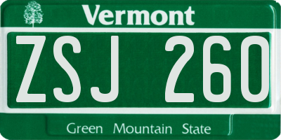 VT license plate ZSJ260