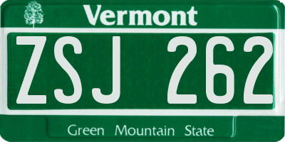 VT license plate ZSJ262
