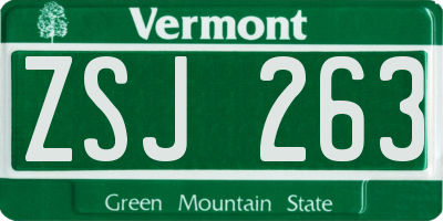 VT license plate ZSJ263