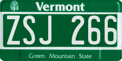 VT license plate ZSJ266