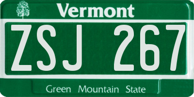 VT license plate ZSJ267