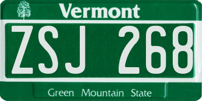 VT license plate ZSJ268