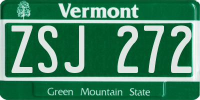 VT license plate ZSJ272