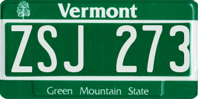 VT license plate ZSJ273
