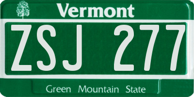 VT license plate ZSJ277