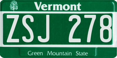 VT license plate ZSJ278
