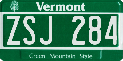 VT license plate ZSJ284