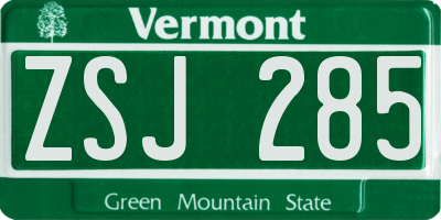 VT license plate ZSJ285