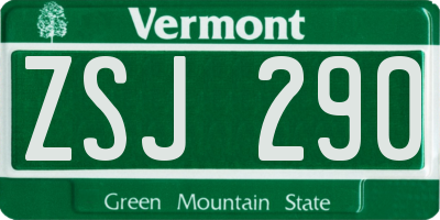 VT license plate ZSJ290
