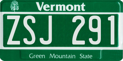 VT license plate ZSJ291