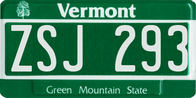 VT license plate ZSJ293