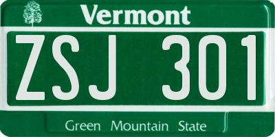 VT license plate ZSJ301