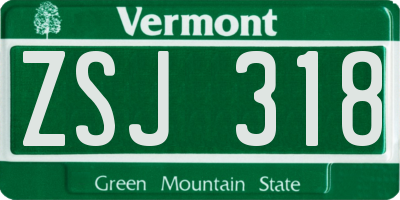 VT license plate ZSJ318