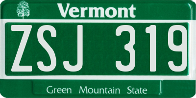 VT license plate ZSJ319