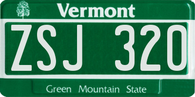 VT license plate ZSJ320