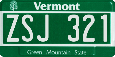 VT license plate ZSJ321