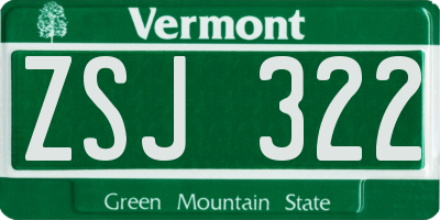 VT license plate ZSJ322