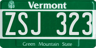 VT license plate ZSJ323