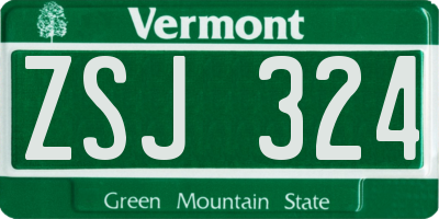 VT license plate ZSJ324