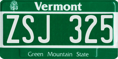 VT license plate ZSJ325