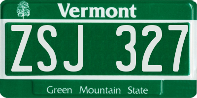 VT license plate ZSJ327