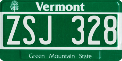 VT license plate ZSJ328
