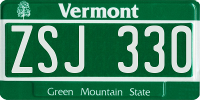 VT license plate ZSJ330