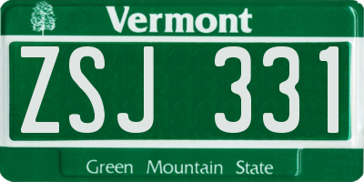 VT license plate ZSJ331