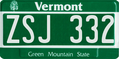 VT license plate ZSJ332