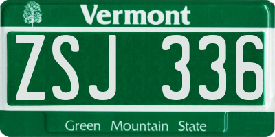 VT license plate ZSJ336