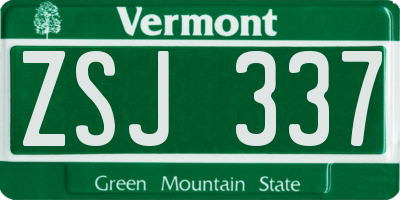 VT license plate ZSJ337
