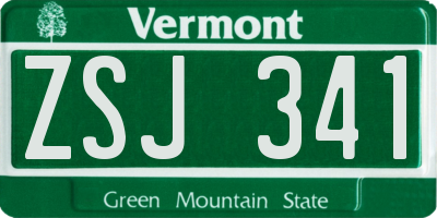 VT license plate ZSJ341