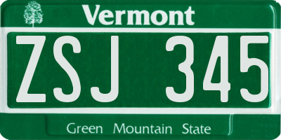 VT license plate ZSJ345