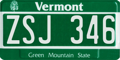 VT license plate ZSJ346