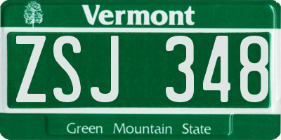 VT license plate ZSJ348