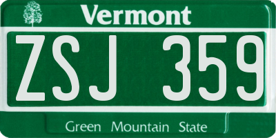 VT license plate ZSJ359