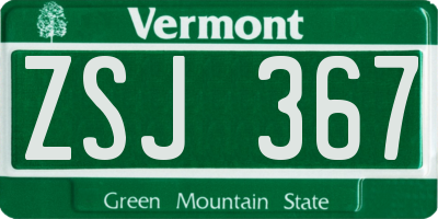 VT license plate ZSJ367