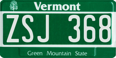VT license plate ZSJ368