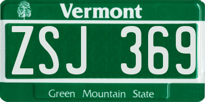 VT license plate ZSJ369