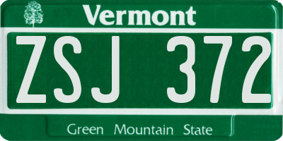 VT license plate ZSJ372