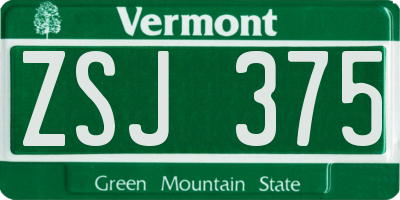 VT license plate ZSJ375