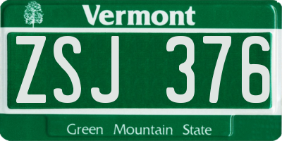 VT license plate ZSJ376