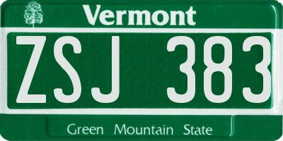 VT license plate ZSJ383