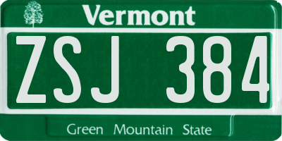 VT license plate ZSJ384