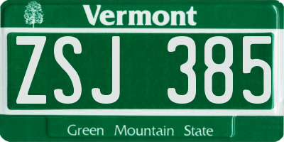 VT license plate ZSJ385