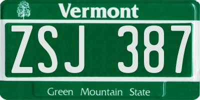 VT license plate ZSJ387