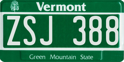 VT license plate ZSJ388