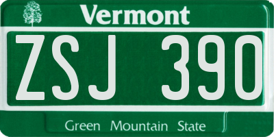 VT license plate ZSJ390