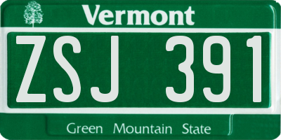 VT license plate ZSJ391