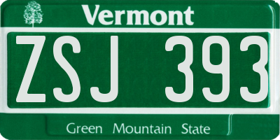 VT license plate ZSJ393